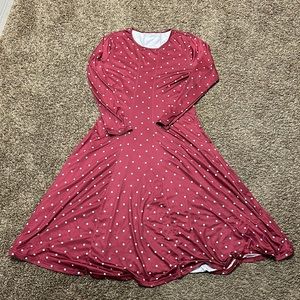 Maroon red polkadot dress size unknown